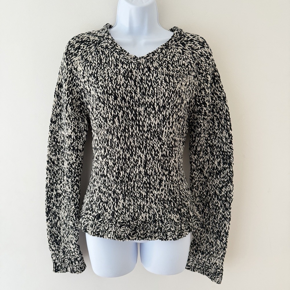 Vintage Arizona Jean Co Marled Chunky Sweater Womens XL Black White Fisherman
